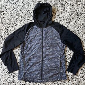 Lululemon Men’s Hooded Windbreaker Jacket Packable Full Zip Black Grey Large